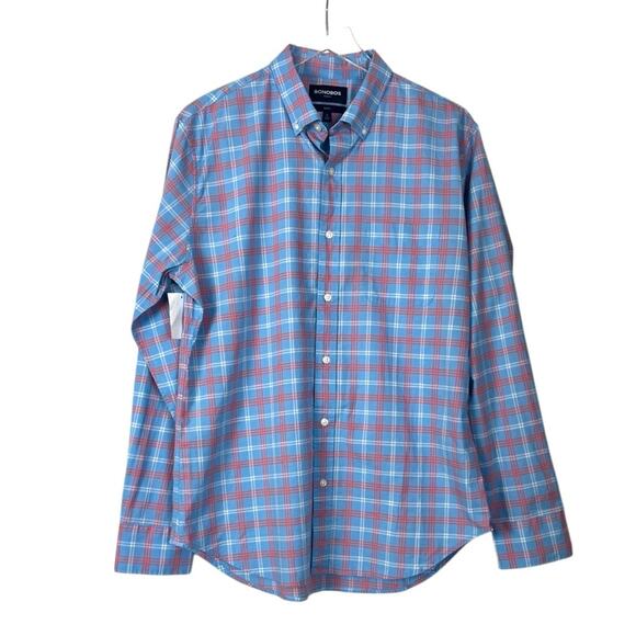 Bonobos Men’s Button Down Shirt Slim Fit Stretch Blue Pink Plaid Size Large - Picture 1 of 7
